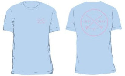Indi Surf Boys Signature Short Sleeve T-Shirt - Light Blue w/Pink Logo - Indi Surf