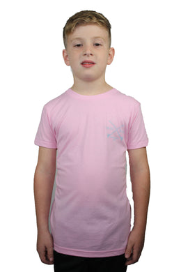 Indi Surf Boys Signature Short Sleeve T-Shirt - Pink w/Light Blue Logo - Indi Surf