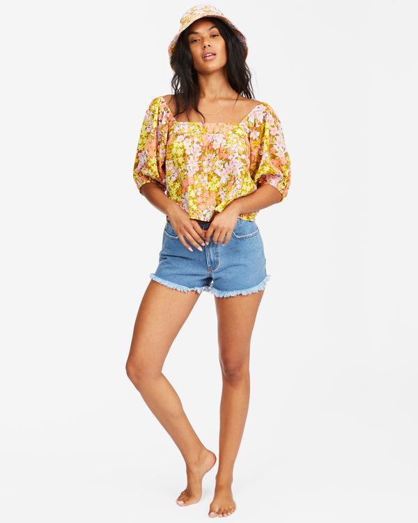 Haut court à manches bouffantes Beach Daze de Billabong pour femme