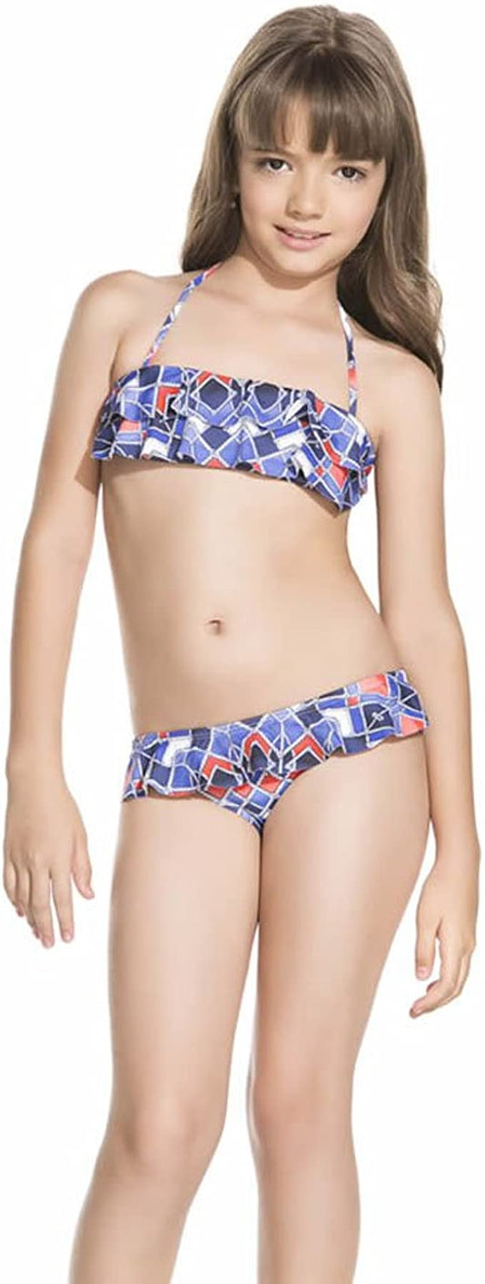 OndadeMar Girls Deep Ruffle 2 Piece Bikini Set