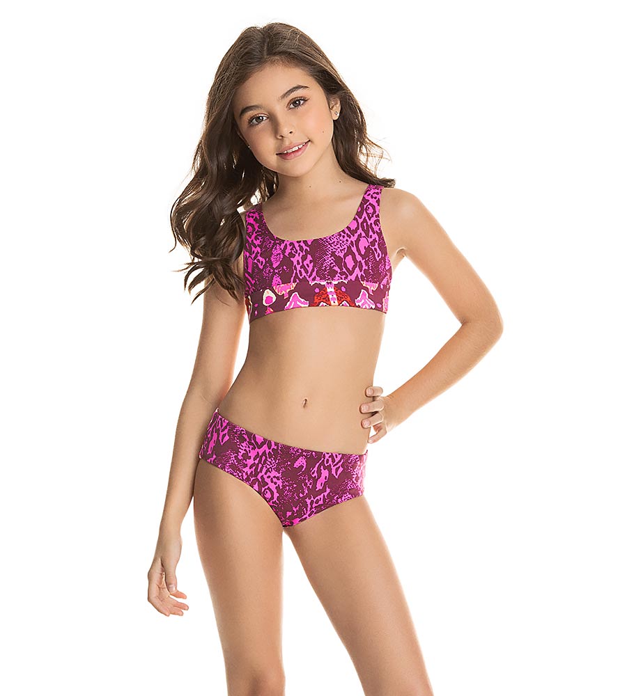 Ensemble bikini réversible 2 pièces à paillettes roses Maaji pour filles