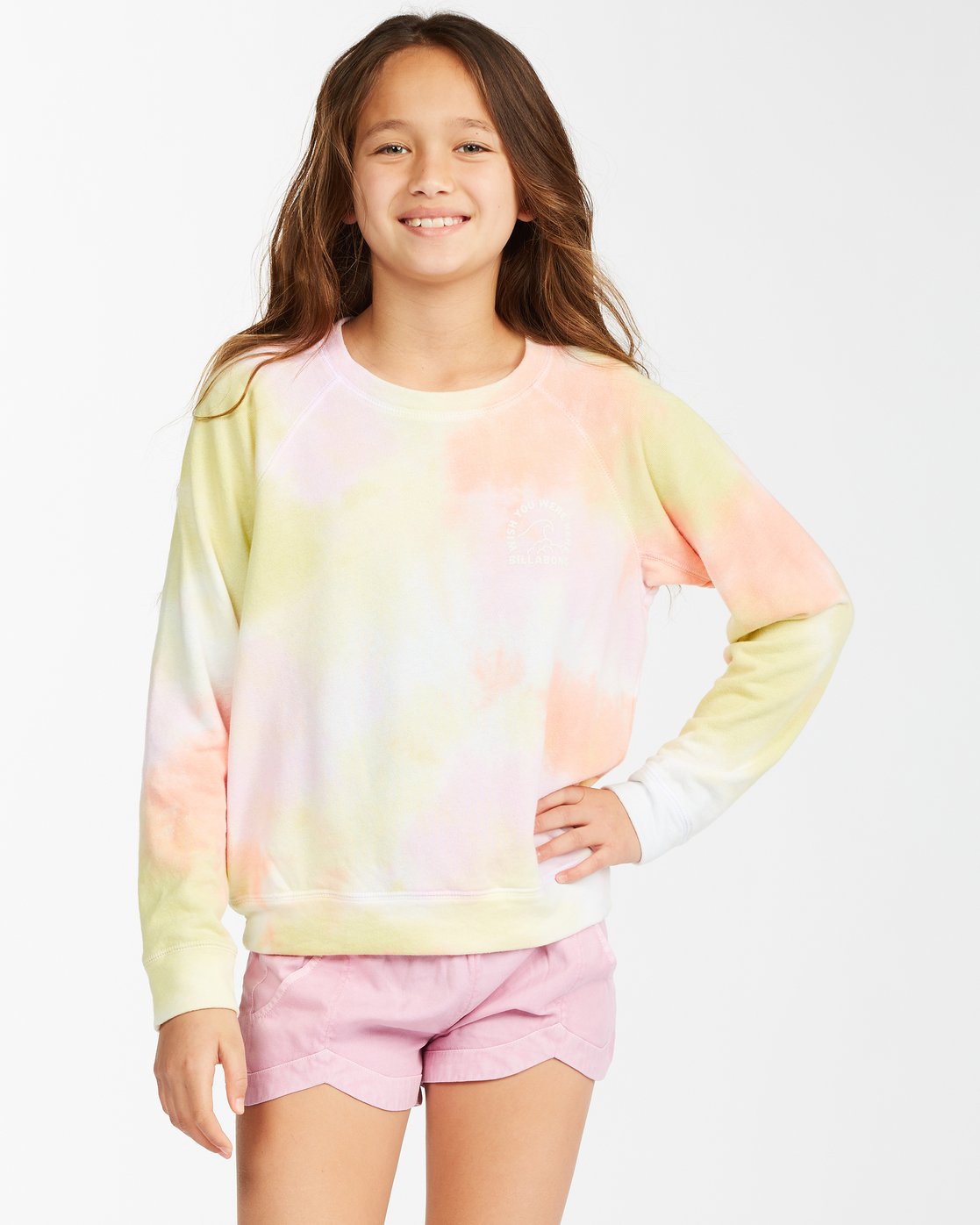 Billabong Girl's Painted Rainbows Tie Dye Crew Neck Sweatshirt