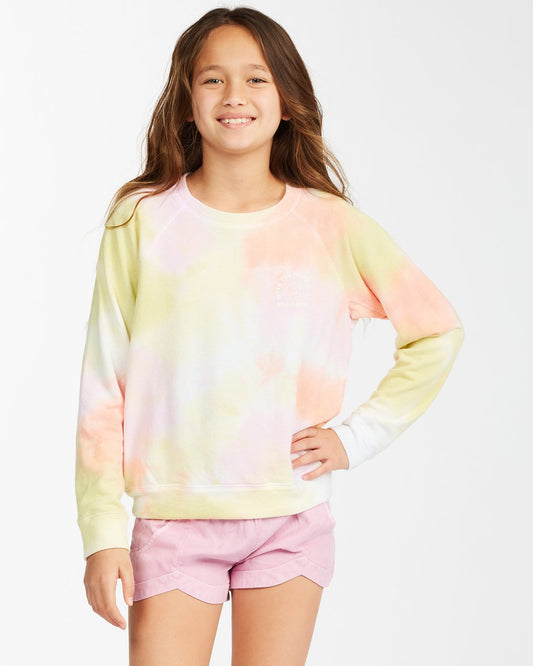 Sweat-shirt ras du cou à imprimé tie-dye pour fille Billabong Painted Rainbows