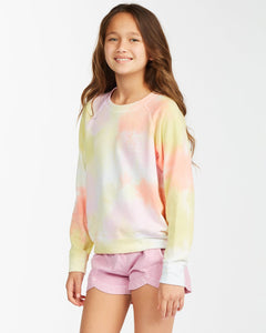 Billabong Girl's Painted Rainbows Tie Dye Crew Neck Sweatshirt