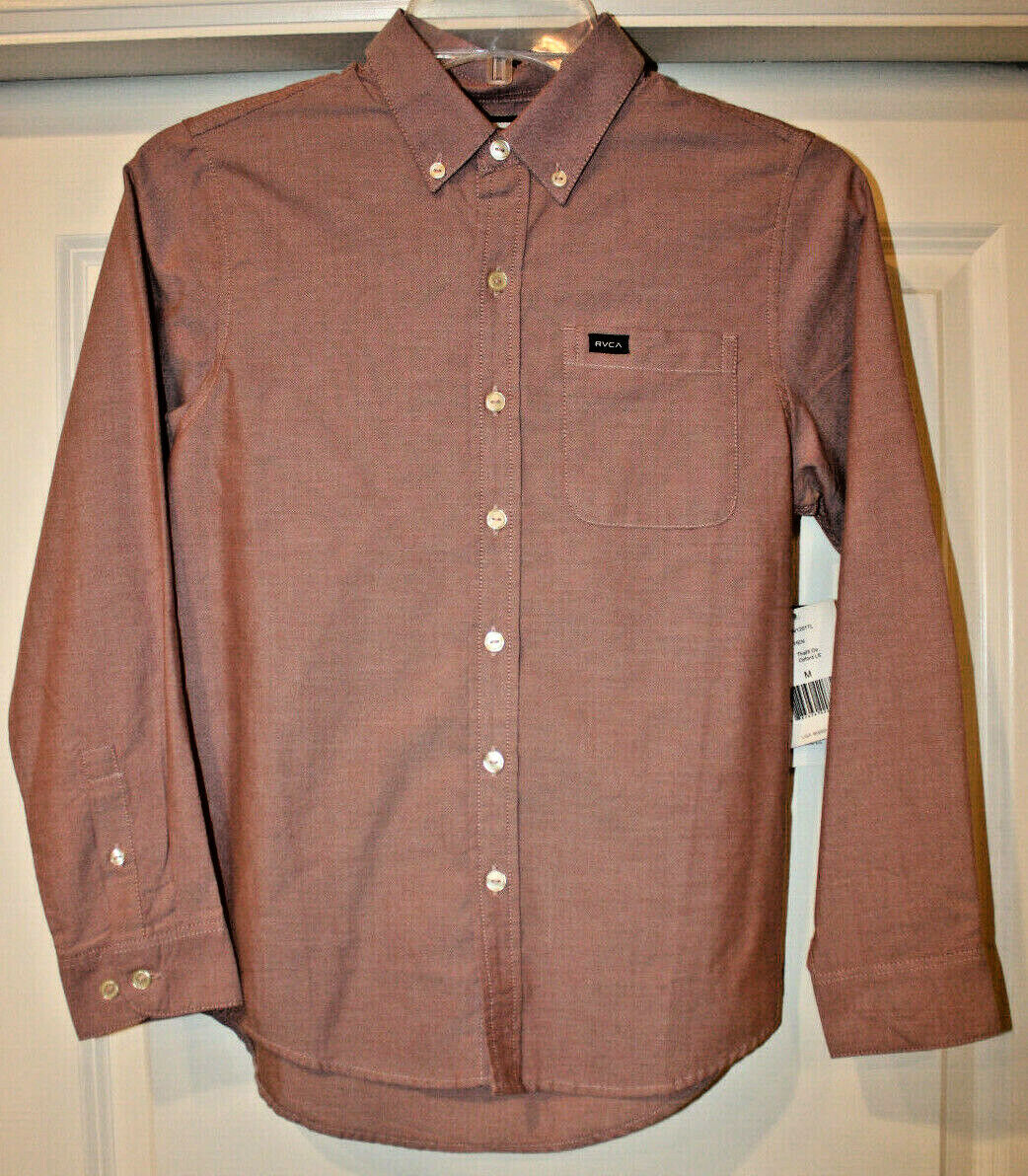 RVCA Boy's That'll Do Oxford Long Sleeve Button Down Shirt